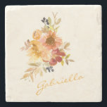 Dessous-de-verre En Pierre Élégant Automne Automne Aquarelle Floral Personnal<br><div class="desc">Élégant Automne Automne Aquarelle Floral Dessous de verre en pierre personnalisée</div>