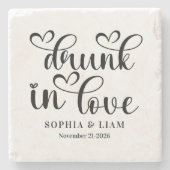 Dessous-de-verre En Pierre Elegant Drunk in Love Script Wedding (Devant)