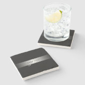Dessous-de-verre En Pierre Élégant écriture de script de monogramme modifiabl (Côté)