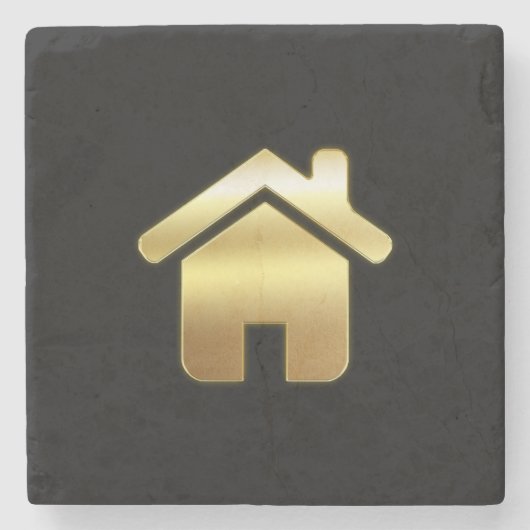 Dessous-de-verre En Pierre Elegant Gold House Symbole Real Estate Design (Devant)