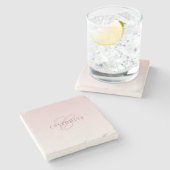 Dessous-de-verre En Pierre Élégant lettrage et monogramme | Rose Ombre (Côté)