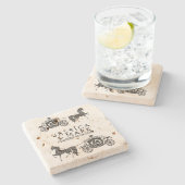 Dessous-de-verre En Pierre Elégant Mariage Cheval & Transport (Côté)