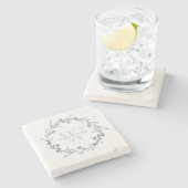 Dessous-de-verre En Pierre Élégant Mariage de monogramme de couronne de lauri (Côté)