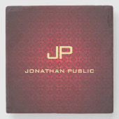 Dessous-de-verre En Pierre Élégant Modèle nostalgique de monogramme damassé r (Devant)