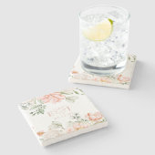 Dessous-de-verre En Pierre Elegant Modern Botanical Blush Pink Floral Wedding (Côté)