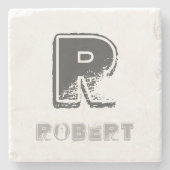 Dessous-de-verre En Pierre Élégant Monogramme Rustique Modèle Design élégant (Devant)