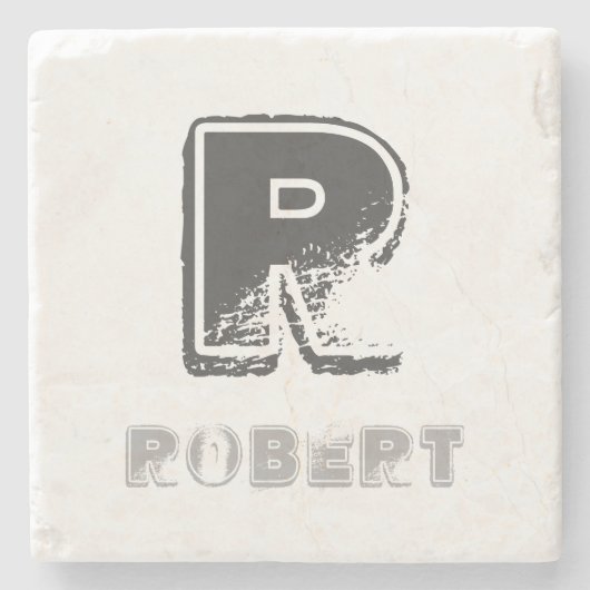 Dessous-de-verre En Pierre Élégant Monogramme Rustique Modèle Design élégant (Devant)