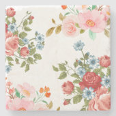 Dessous-de-verre En Pierre Élégant motif floral carré (Devant)