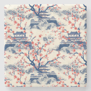 Dessous-de-verre En Pierre Élégant Motif sans couture en fleur de cerisier (1