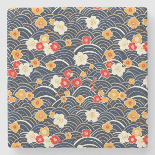 Dessous-de-verre En Pierre Élégant Motif sans couture en fleur de cerisier (1