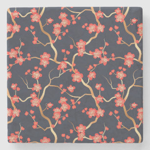 Dessous-de-verre En Pierre Élégant Motif sans couture en fleur de cerisier (3