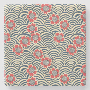 Dessous-de-verre En Pierre Élégant Motif sans couture en fleur de cerisier (8