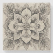 Dessous-de-verre En Pierre Élégant noir et blanc (Devant)