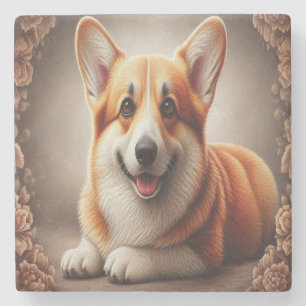Dessous-de-verre En Pierre Elégant réaliste couleur frontière corgi chien Bro