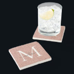 Dessous-de-verre En Pierre Élégant Rose Gold Parties scintillant Nom du scrip<br><div class="desc">Élégante Parties scintillant Rose Gold Sparkle Monogramme Girl Script Swash Nom de pierre Dessous de verre</div>