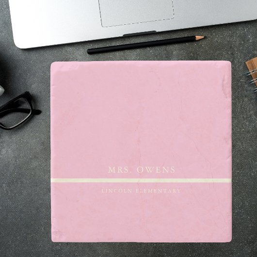 Dessous-de-verre En Pierre Elégant Rustique moderne rose enseignant cadeau