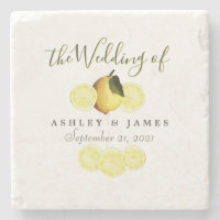 Élégant Script Aquarelle Citron Mariage Limoncello