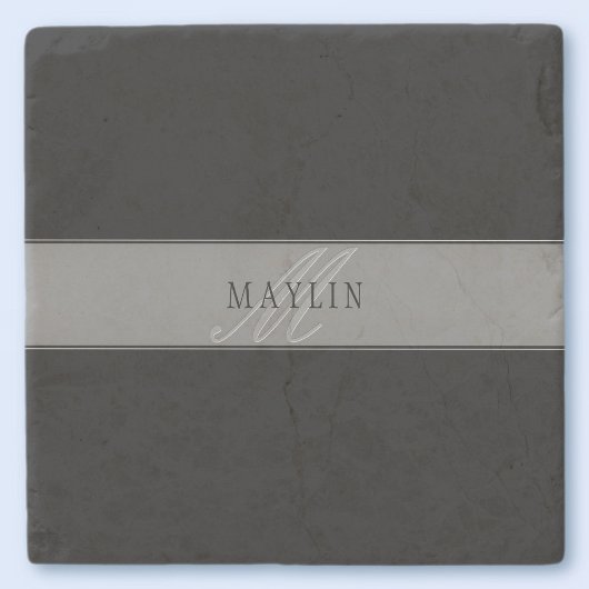Dessous-de-verre En Pierre Élégant script modifiable Nom commercial/autre tex