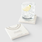 Dessous-de-verre En Pierre Élégant Shower de Mariée Perle (Côté)