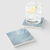 Dessous-de-verre En Pierre Élégant style moderne, marbre bleu bébé (Côté)