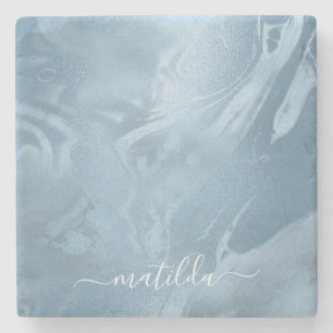 Dessous-de-verre En Pierre Élégant style moderne, marbre bleu bébé