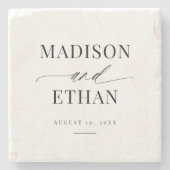 Dessous-de-verre En Pierre Élégante Calligraphie Simple Script Newlysée (Devant)