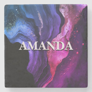 Dessous-de-verre En Pierre Élégante parties scintillant d'art en marbre rose 