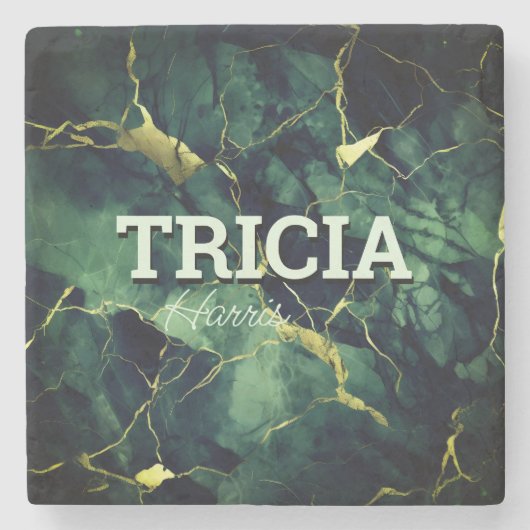 Dessous-de-verre En Pierre Elégante parties scintillant en faux or de marbre (Devant)