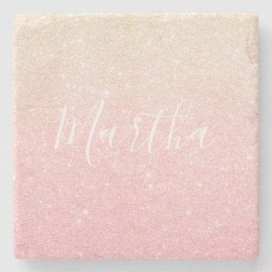 Dessous-de-verre En Pierre Élégante parties scintillant en or rose à pente do