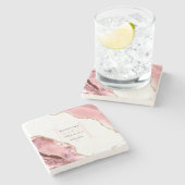 Dessous-de-verre En Pierre Elégante Rose Parties scintillant or Monogramme Pi (Côté)