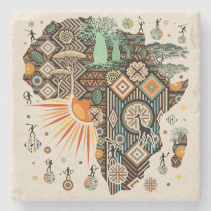 Dessous-de-verre En Pierre Éléments de motif décoratif tribal de carte d'Afri