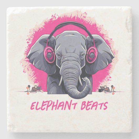 Dessous-de-verre En Pierre Elephant Beats DJ (Devant)
