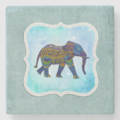 Dessous-de-verre En Pierre Eléphant bleu Boho (Devant)