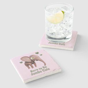 Dessous-de-verre En Pierre Éléphant de bébé mignon personnalisé né pour être