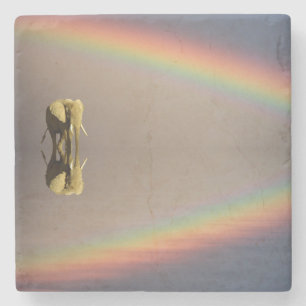 Dessous-de-verre En Pierre Éléphant, eau et arc-en-ciel, Kenya