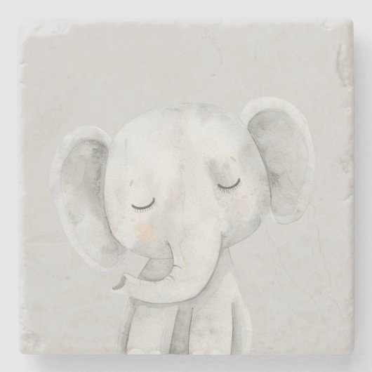 Dessous-de-verre En Pierre Éléphant Gris Mignon (Devant)