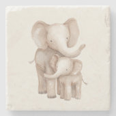 Dessous-de-verre En Pierre Éléphant Parent & Bébé (Devant)