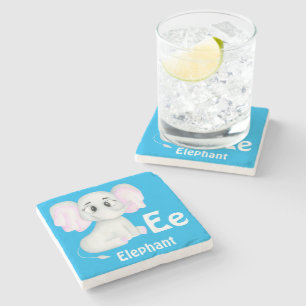 Dessous-de-verre En Pierre Elephant personnalise ABC : Lettre E - Ajouter vot