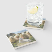 Dessous-de-verre En Pierre Élevage de moutons Herbe de moutons Bébé Agneau Fe (Côté)