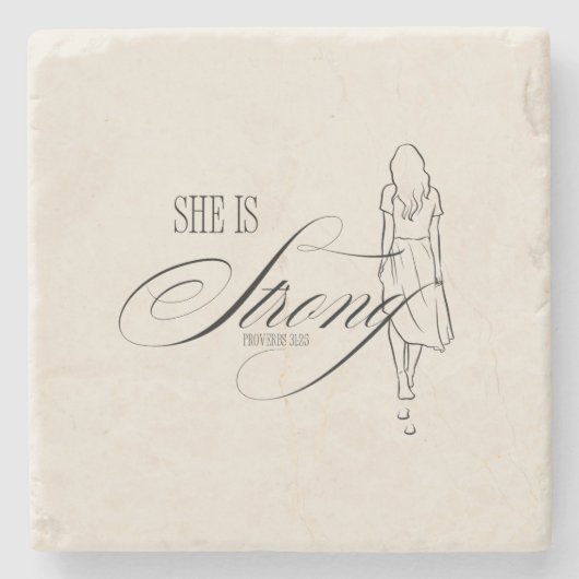 Dessous-de-verre En Pierre Elle est Proverbes forts 31:25 (Devant)