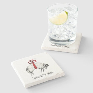 Dessous-de-verre En Pierre Emblème de crête de mouton de bélier à bande heral