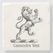 Dessous-de-verre En Pierre Emblème héraldique du lion debout (Devant)