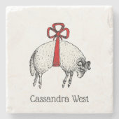 Dessous-de-verre En Pierre Emblème héraldique en laiton de bélier berceau (Devant)