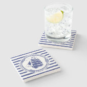 Dessous-de-verre En Pierre Emblème nautique avec le bateau de navigation (Côté)