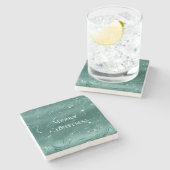 Dessous-de-verre En Pierre Emerald Green Glitzy Marble Christmas (Côté)