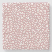 Dessous-de-verre En Pierre Empreinte de léopard blanc rose (Devant)