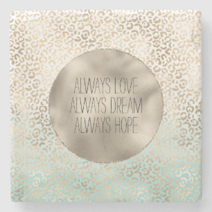 Dessous-de-verre En Pierre Empreinte de léopard de l'ombre d'or Girly Mint