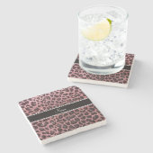 Dessous-de-verre En Pierre Empreinte de léopard d'parties scintillant rose cl (Côté)