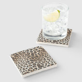 Dessous-de-verre En Pierre Empreinte de léopard noir crème (Côté)