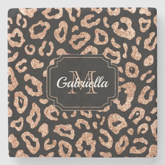 Dessous-de-verre En Pierre Empreinte de léopard parties scintillant (Devant)